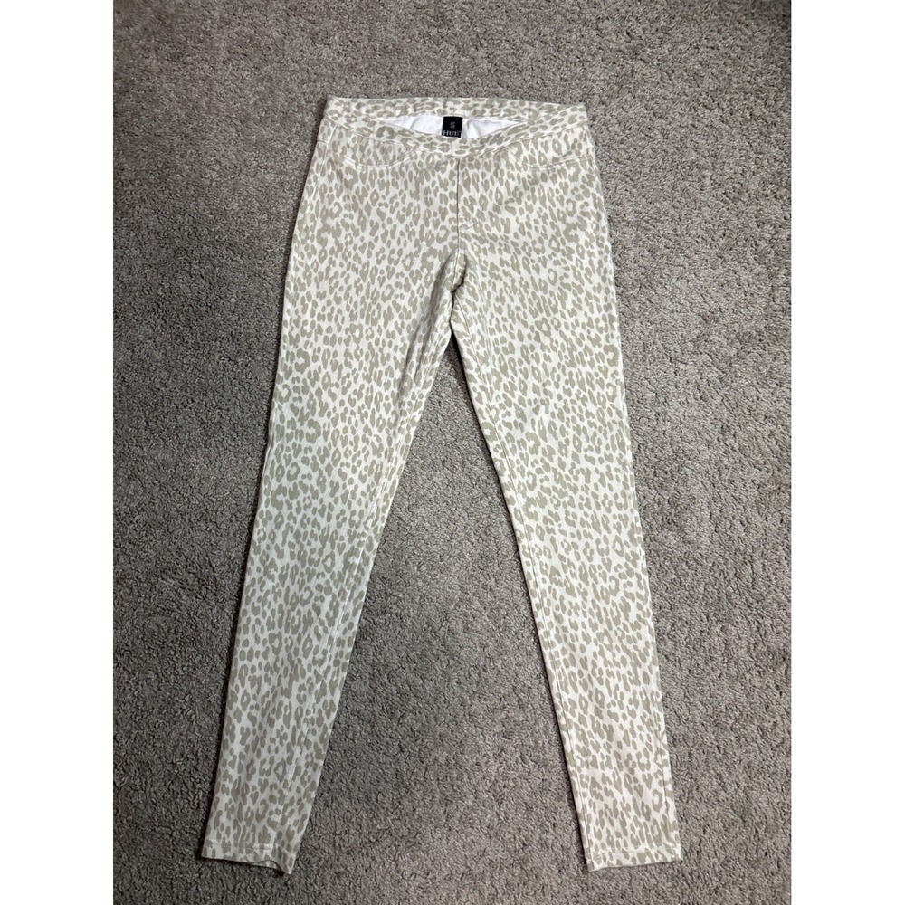 HUE Womens Leopard Print Leggings Tan Cream Animal Print Skinny Pants Size S